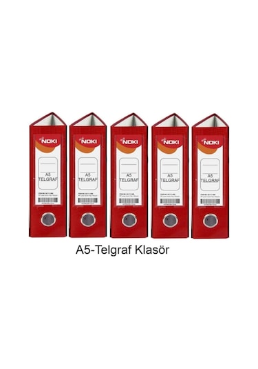 Telgraf Klasör Kırmızı Geniş A5 Plastik 5 Adet