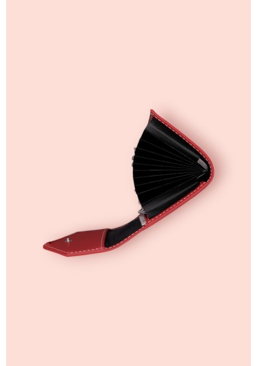 Modica Paris - Vegan Deri Akordiyon Kartlık Cüzdan Şıklık Ve Fonksiyonun Buluştuğu Kusursuz Tasarım Kırmızı