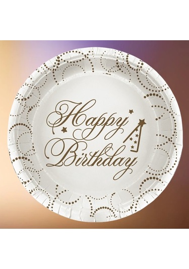 Tabak Elegant Happy Birth.beyaz Noktalı 23cm 6lı