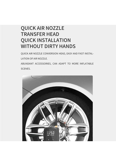 Çok Fonksiyonlu Taşınabilir Araba Elektrikli Kablosuz Lastik Şişirme Kompresör & Hava Pompası Dokunmatik Ekran Düğmesi