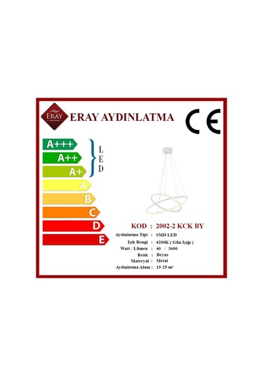Eray Aydınlatma 2002-2 30-40 Beyaz Led Avize