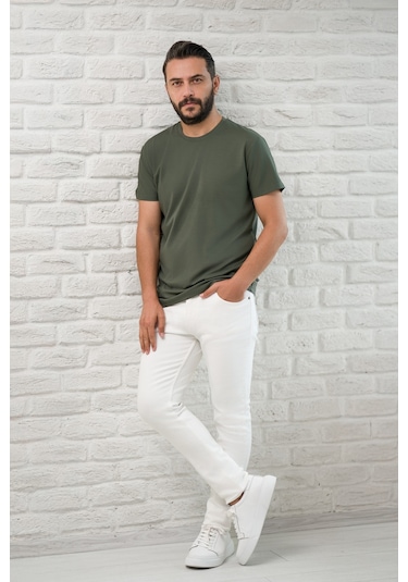 Paul Martin Slimfit Fit Bisiklet Yaka Rayon Kumaş Full Likralı T-shirt Yeşil