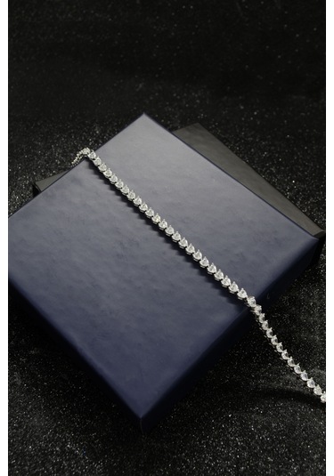 Parmas Design Su Yolu Kalp Taşlı 925 Ayar Kadın Bileklik