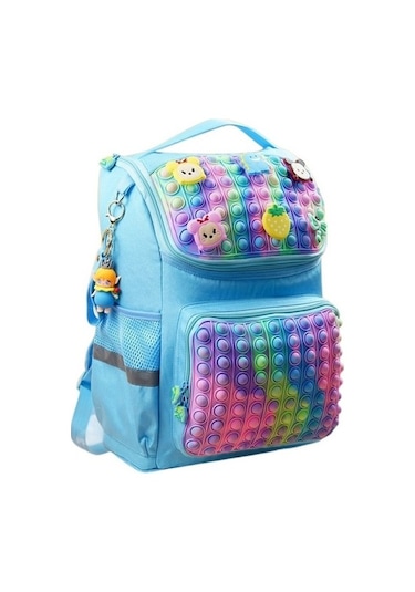 Silikon Yaratıcı Kabarcık Yapboz Okul Çantası Tggknt Beyaz - Lacivert