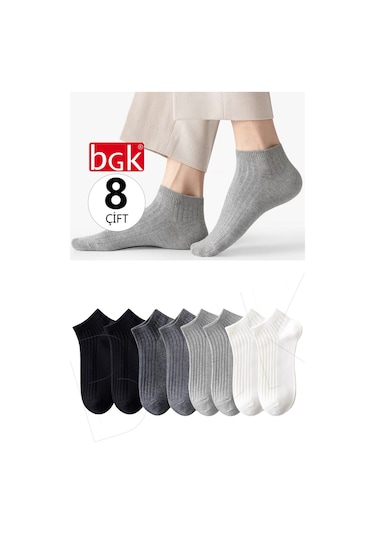 Bgk Unisex 8 Çift Renkli Çizgili Çorap Renkli