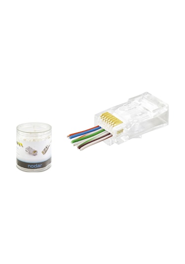 Cat6 Ez Rj45 Konnektör - 100 Adet Şeffaf / Özel Plastik Kutulu Nd2407