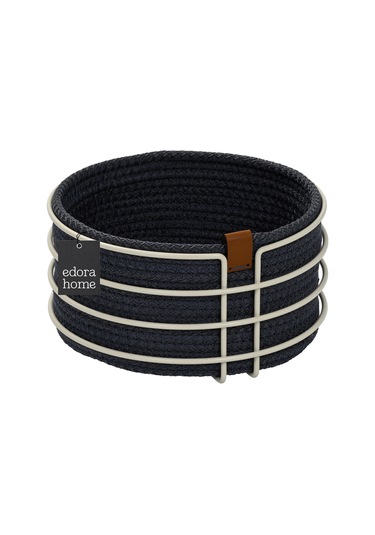 Bej Yuvarlak Ekmek Sepeti Şık,ekmeklik Mavi Hasır Örmeli Makrome-çok Amaçlı Metal Paslanmaz Beyaz