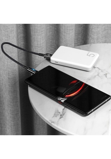 Fonken Kısa C Tipi Android İçin 2.4A 25 CM Gösterge Işığı İle Hızlı Şarj Kablosu Micro USB