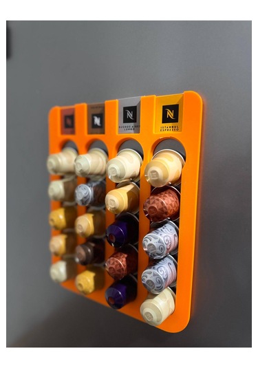 Kapsül Kahve Standı Buzdolabı Için Mıknatıslı 20 Kapsül Kapsül Tutucu Turuncu