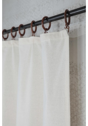 Naturel Fırfırlı Dantelli Perde Vintage Krem