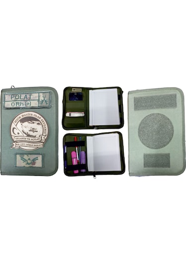 Haki Ajanda Defter Kabı Kamuflaj Organizer Kalemlik Haki