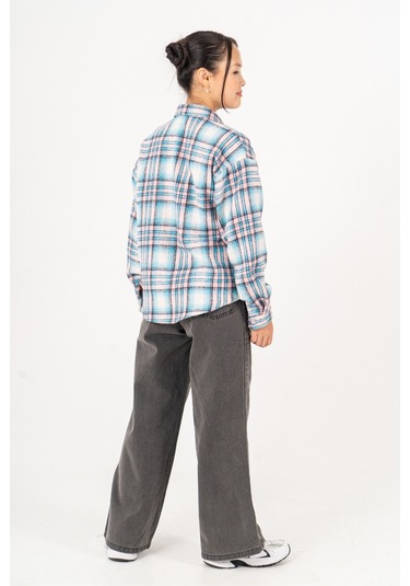 Kız Çocuk Yumuşak Dokulu Kareli Oduncu Gömlek 3172 Mavi