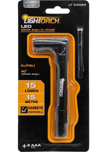 Lightorch Lt03089 Pilli Döner Başlı Alüminyum El Feneri 15 Lümen