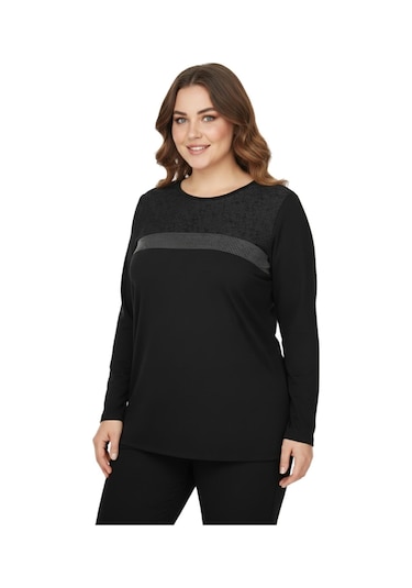 Wearon Kadın Siyah Sıfır Yaka Taşlı Bluz Bgl-st05153 Siyah