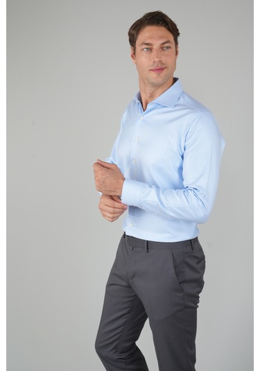 Bisse Erkek Uzun Kollu Regular Fit Klasik Mavi Gömlek Gmeks252121 E35 Mavi