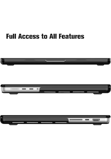 Apple Uyumlu MacBook Pro 16" M1 - M2 Hard Shell Sert Kapak Kılıf - Siyah