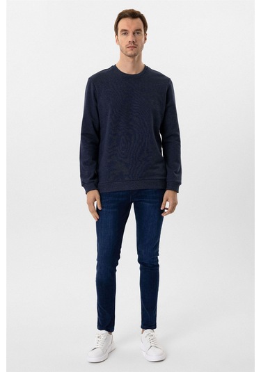 Süvari Oversize Kalıp O Yaka 3 İplik Yumuşak Dokulu Sweat Lacivert