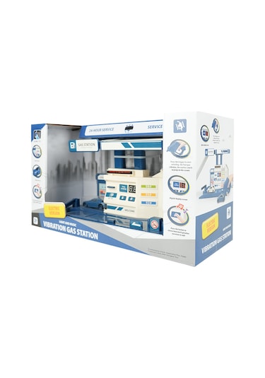 Metal Araç Benzin İstasyonu Mavi