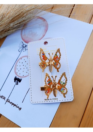 Kelebekli Klips Toka Çok Renkli