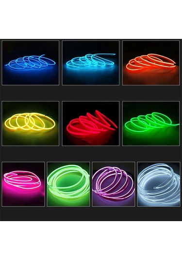 Cbtx Araba Dekorasyonu İçin 5m Çakmak El Şerit Işığı Ortam Işıkları Sürücülü Parlayan Halat Işığı - Floresan Yeşil