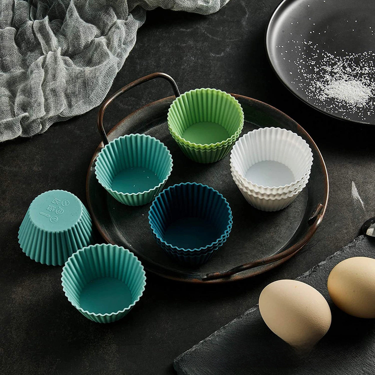 Yaleker Yemek Dereceli Silikon Muffin Kupa Seti 12 Adet - Fda & Lfgb Onaylı, Anti Yapışkan, Fırın/mikrodalga Uyumlu, 4 Renkli, Yeniden Kullanılabilir Diğer