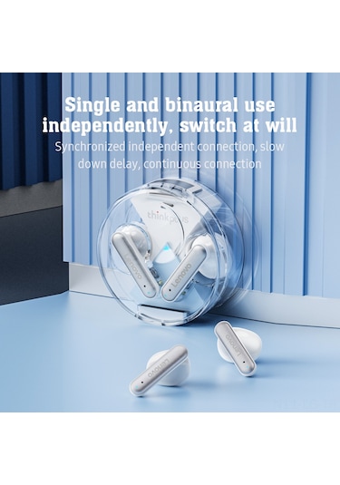 Leezsing Thinkplus Lp10 Bluetooth 5.2 Kulaklıklar - 13mm Hareketli Bobin, Transparan Şarj Kutusu, Uzun Pil Ömrü Ve Mikrofonlu Beyaz