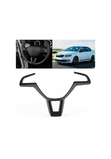 Reedark Skoda Octavia 2016-2019 İçin Direksiyon Paneli Kapak, Abs Malzeme, Kırmızı/karbon Desen/plated Gümüş, Dekoratif Ve Korumalı, Kolay Kurulum Karbon Fiber Parlak Siyah