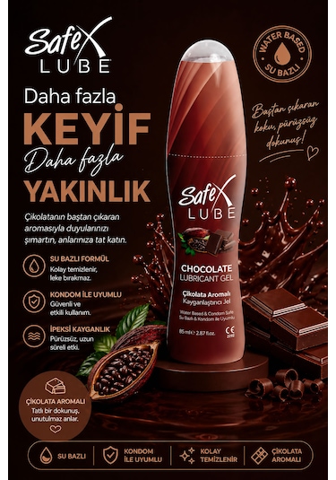 Safex Lube Kayganlaştırıcı Jel Çikolata 85 Ml. 2 Adet