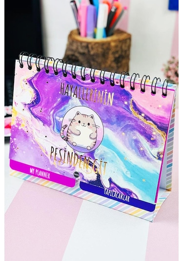 Hayallerinin Peşinden Git Tasarımlı Yeni Nesil Masa Üstü Planner 2 Sayfa Sticker