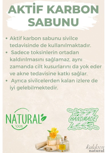 Kabak Lifli El Yapımı Doğal Aktif Karbon Sabunu 120 G x 3 Adet