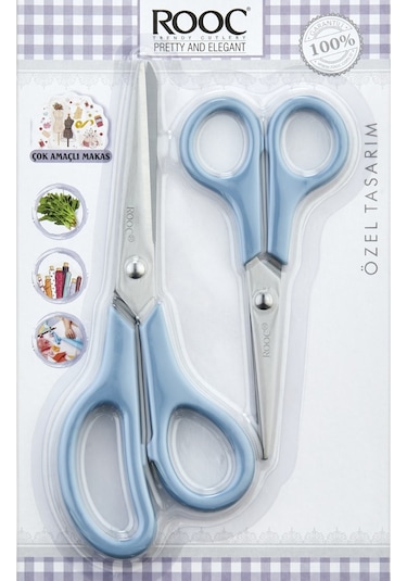 Makri Home 2'li Çok Amaçlı Makas Seti Küçük Boy Mavi, 14.5 Cm