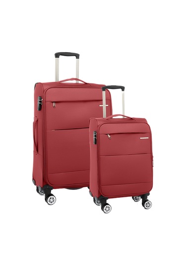 Louisiana Polo 2'li Valiz Seti Orta Ve Kabin Boy Lüx Kumaş Valiz Bordo 2082 Bordo