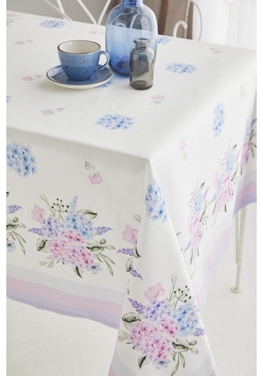 Ays Home Ortanca Çiçek Desen Yemek Masası Örtüsü