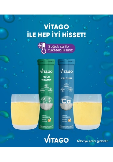 Vitago Multivitamin + Kalsiyum 2 x 20 Efervesan Tablet