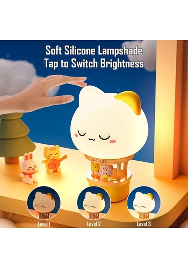 Willowhaven New Hot Air Balloon Charging Nightlight Led Bedside Lamp Warm Light Leveret 3 Brightness Levels Usb Nightlight For Bedroom Living Room Ahşap