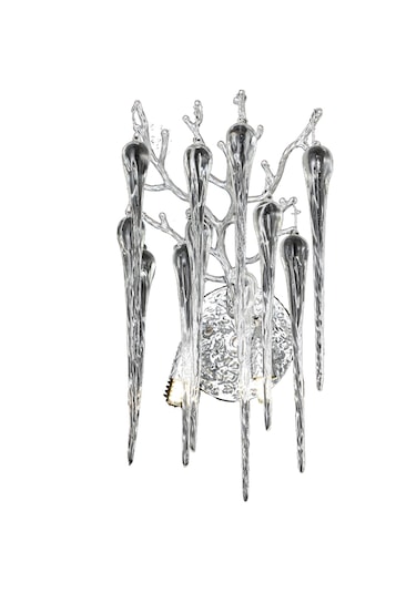 Laura Krom Kristal Taşlı Modern Tasarım Su Damlası Taşlı Duvar Lambası Salon Aplik Krom