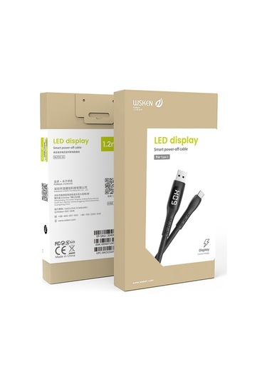 Fastbuy Wsken Akıllı Type C Kablosu - Zamanlı Kesim, Gerçek Zamanlı Şarj, 6v/3a, 1.2m Siyah Şarj Kablosu