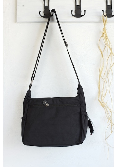 Krinkıl Su Geçirmez Kumaş Çok Gözlü Çapraz Kol Ve Omuz Postacı Çantası Siyah 9507 Siyah