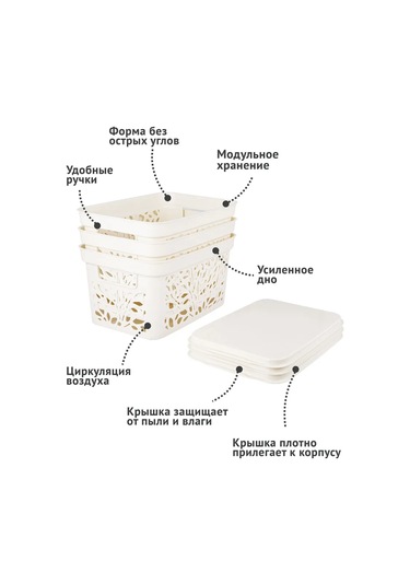 Polimerbyt Kapaklı Saklama Sepeti 10 L 3 Adet Sütlü 432858563 Sütlü