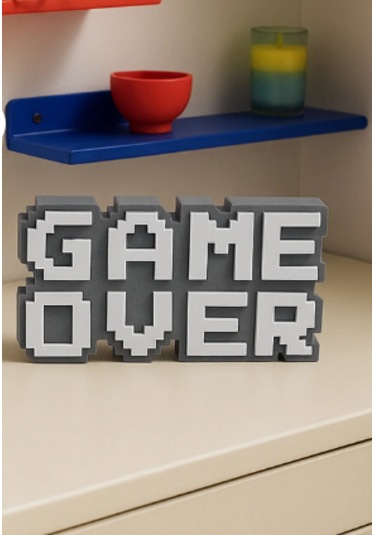 Retro Game Over Kabartmalı Dekoratif Obje - Siyah Masaüstü Ve Duvar Süsü Hediye 04
