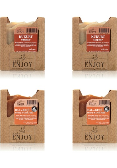 Suds Enjoy Doğal Kükürt Sabun 100 G 2'li + Bal ve Keçi Sütlü Sabun 100 G 2'li