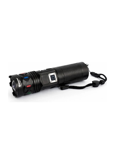 Bedotech Bd-5 30w Tg Led Alüminyum Alaşımlı Zoomlu Type-c Dijital Göstergeli Şarjlı El Feneri Çok Renkli