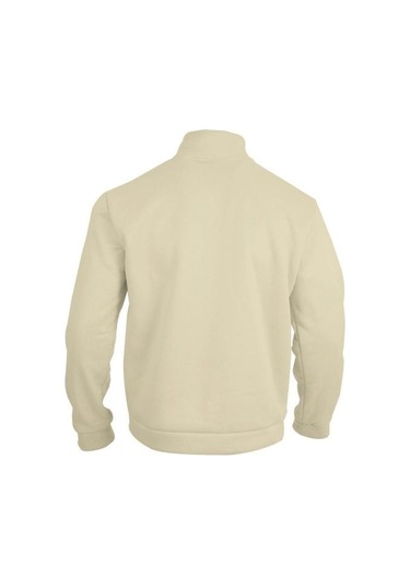 Erkek Yarım Fermuar Polar Kazak Üst Düz Renk Rüzgar Geçirmez Sonbahar Kış Uzun Kollu Yaka Kazak Beyaz