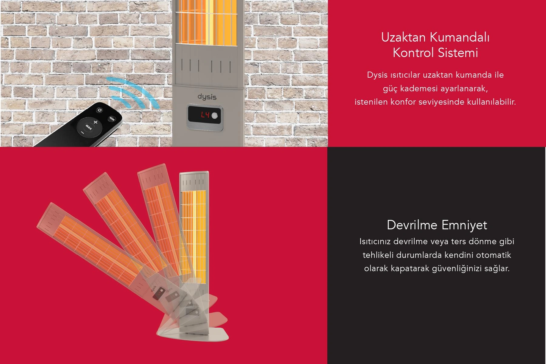 Simfer Ssx2351odre Single X Karbon Serisi Ip65 Suya-toza Dayanıklı 2300 W Bej Uzaktan Kumandalı İç/dış Mekan Isıtıcı