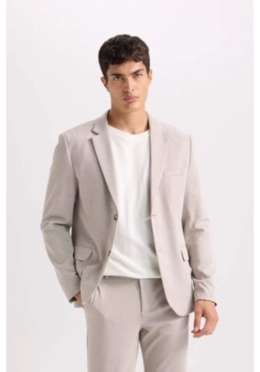 DeFacto Modern Fit Astarlı Düğmeli Blazer Ceket C5990AX24AUBG49 Bej
