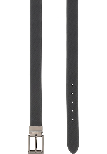 Erkek Çift Taraflı Ayarlanabilir Deri Kemer - Siyah Siyah