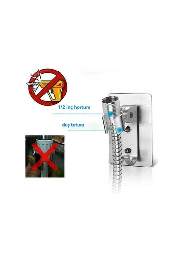 Ulzyvf Yapışkanlı Tutucu, Su Geçirmez Duş Braketi, Duvara Monte Matkapsız Karavan Kancası İçin Ayarlanabilir Alüminyum Askı Başlığı, 2 Adet Diğer