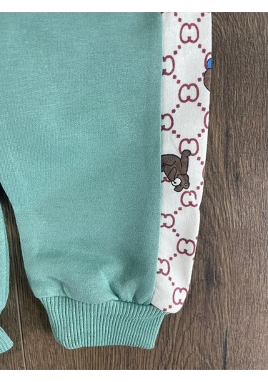 Panda Baskılı Relaxed Eşofman Takımı Açık Yeşil