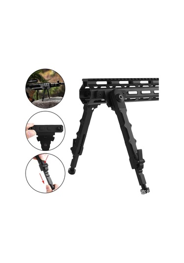 Bipod Siyah Alüminyum Alaşım Malzemesi Yüksek Kalite V9 Twopiece Bipod