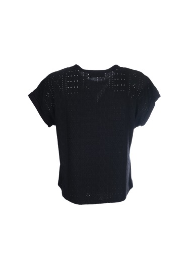 Ysatis Oversize Minimalist Kadın Bluz - Kısa Kol Siyah